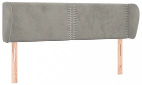 világosszürke bársony fejtámla szárnyakkal 147x23x78/88 cm