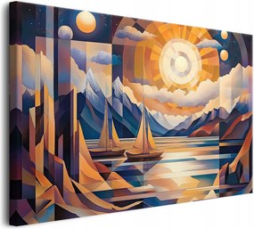 Absztrakt falikép a nappaliba Tó Tájkép vászon Kubizmus