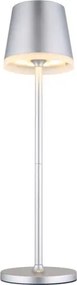 Globo 36637SM Solar asztali lámpa, fém/műanyag ezüstszínű metál, műanyag szatírozott, csúszókapcsoló, CR18650 1200mAh 3.7V, IP44, 2 szerelési magasság: 41 cm/26 cm, ø: 110mm, M: 410mm, tartozék: 10x LED 0.06W 3V, 3000K