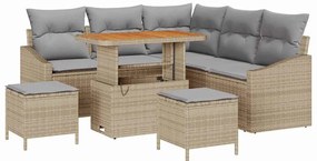 vidaXL Kerti Kanapé Szett párnával 8 pcs Bézs polirattan