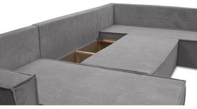 Univerzális, kihúzható U-alakú sarokgarnitúra LONDON, szürke
