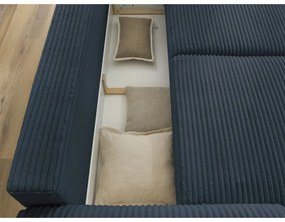 Sötétkék kordbársony kinyitható kanapé 257 cm Lucien – Bobochic Paris