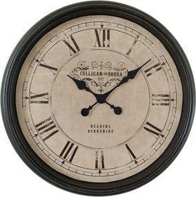 Globo B992521 Falióra, fekete műanyag, üveglap, Óra, római számokkal ellátott számlap, ø: 580 mm, M: 580 mm, elem nélkül