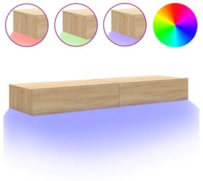 2 db sonoma tölgyszínű TV-szekrény LED-lámpákkal 60x35x15,5 cm