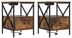 Éjjeliszekrény 2 pcs Füstölt tölgy 41.5 x 40.5 x 55 cm Faanyag