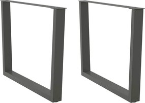 vidaXL 2 db antracitszürke étkezőasztal V-alakú láb 100 x (72-73,3) cm acél étkezőasztal láb