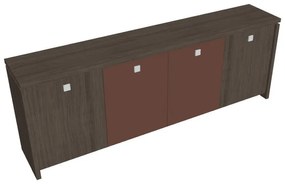 Verno alacsony szekrény 248 x 46 x 90 cm, kombinált ajtó, antracit tölgy / barna