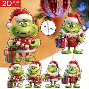 Zöld díszek Grinch 4 db(2D) karácsonyi dekoráció medálok /kulcstartók