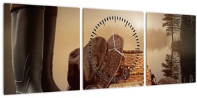 Kép - Halászati csendélet (órával) (90x30 cm)