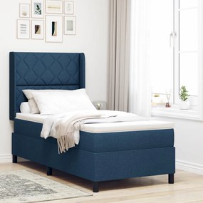 Boxspring Ágy Matraccal Kék 90x200 cm Textil