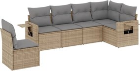 vidaXL 6 részes bézs polyrattan kerti ülőgarnitúra párnával
