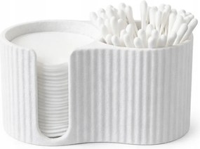 Modern Fürdőszobai rendszerező doboz vattakorongokhoz és pálcikákhoz Fehér csíkos