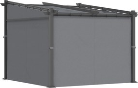 Outsunny Terasz Tető Pergola kb. 3x3m Terasz Borítás Kert Pavilon Alumínium, Falra Szerelhető, Állítható Tetővel, UV Védelemmel, Napvédelemmel Teraszr