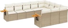 vidaXL 10 részes bézs polyrattan kerti ülőgarnitúra párnával