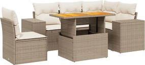 vidaXL 6 részes bézs polyrattan kerti ülőgarnitúra párnával