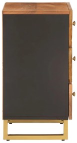 Barna és fekete tömör mangófa éjjeliszekrény 50x33x60 cm