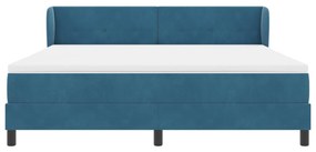 Boxspring Ágy Mattal Sötétkék 180x200 cm Bársony