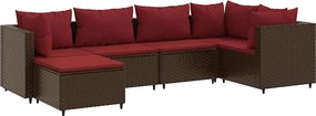 vidaXL 6 részes barna polyrattan kerti ülőgarnitúra párnákkal