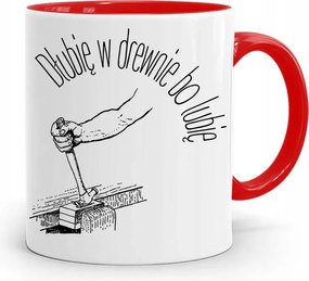 Piros Asztalos Ajándék Bögre Fából, fényképes nyomattal