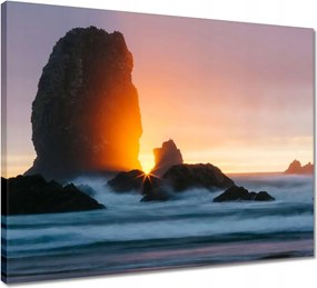 Vászonkép 50x40 Sziklák Tenger naplemente