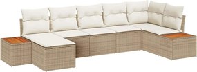 vidaXL Kerti Kanapé Szett párnával 8 pcs Beige és krém Polyrattan