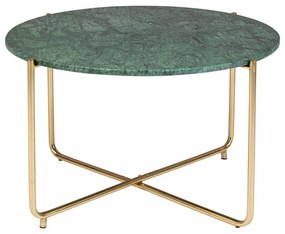 Zöld-aranyszínű kerek dohányzóasztal márvány asztallappal ø 70 cm Timpa – White Label
