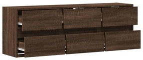 barna tölgyszínű fali TV-szekrény LED-del 130x31x45 cm