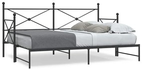kihúzható kanapéágy matrac nélkül fekete 90x190 cm acél
