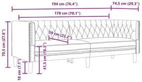 Kanapé Szett 3 pcs Fekete 194 x 74.5 x 70.5 cm Műbőr