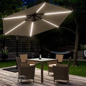 Deuba LED napernyő Mali Ø330 cm - krémszínű