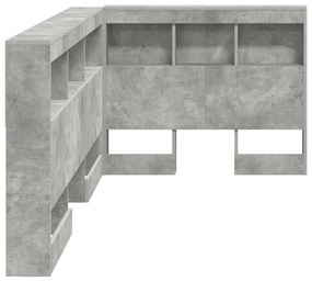 Tároló fejtámla polcokkal tárolóval Beton szürke 90 cm Faanyag