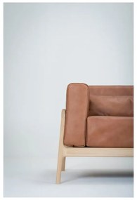 Fawn konyakbarna kanapé bivalybőrből, tömör tölgyfa szerkezettel, 210 cm - Gazzda