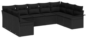 vidaXL Kerti Kanapé Szett tárolóval 9 pcs Fekete polirattan