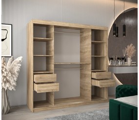 Ruhásszekrény 200 cm Toki (szonoma tölgy + matt fehér). 1064856