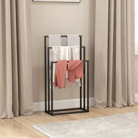 HOMCOM Álló törölközőtartó 3 rúddal, acél törölközőlétra 45 x 21,5 x 85 cm fekete