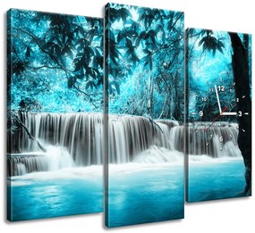 Gario Órás falikép Vízesés a kék dzsungelben - 3 részes Méret: 90 x 70 cm