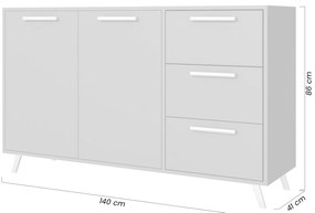 Lutori fiókos komód 140 cm - szilva színű
