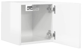 2 db magasfényű fehér falra szerelhető TV-szekrény 30,5x30x30cm