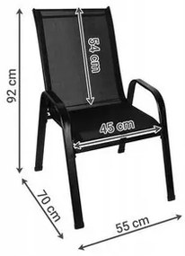 Stela székgarnitúra, 55 x 70 x 92 cm, 2 db-os, fekete