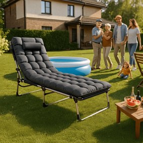 Leżak Ogrodowy Łóżko Polowe VENUS Szare