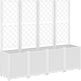 vidaXL fehér polipropilén rácsos kerti ültetőláda 160 x 40 x 140 cm