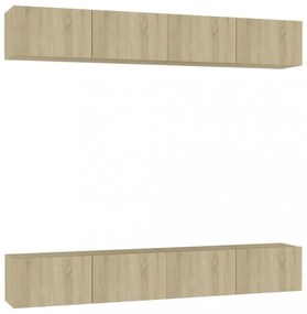 4 db sonoma tölgy színű szerelt fa TV-szekrény 100 x 30 x 30 cm