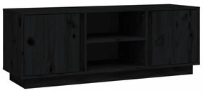 fekete tömör fenyőfa TV-szekrény 110x35x40,5 cm