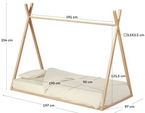 Natúr színű bükkfa házikó alakú gyerekágy ágyráccsal 90x190 cm Maralis – Kave Home