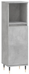 Betonszürke szerelt fa fürdőszobaszekrény 30 x 30 x 100 cm