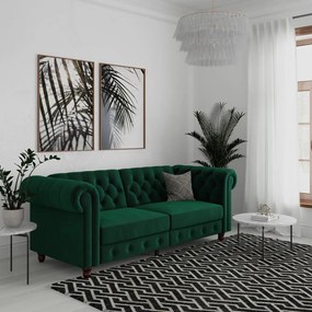 Sötétzöld bársony kinyitható kanapé 236 cm Felix – Støraa