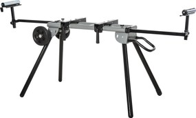 DURHAND Fűrészállvány Fűrészekhez - Műhelyállvány Derékszögű és Kerti Fűrészek számára, Fekete+Ezüst, Oldalsó Toldalék 123,5-245 cm | Aosom