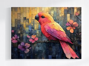 Vászonkép Canvas Madár Papagáj Virágok Grafika 80x60