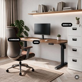 Elektromos íróasztal magasságállítással ergonomikus antracit/dió,1600x800 mm: ARIA