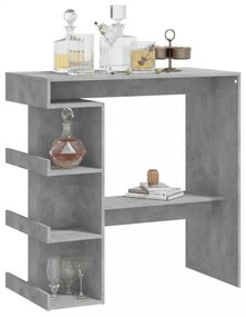 betonszürke szerelt fa bárasztal tárolópolccal 100x50x101,5 cm